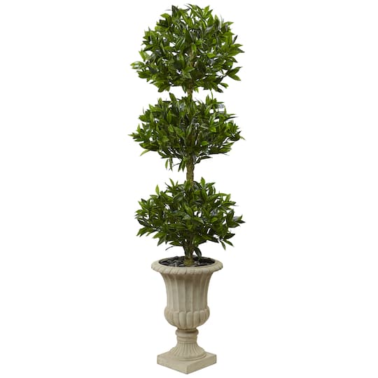 Michaels, 5.5ft. Triple Bay Leaf Topiary Tree in Urn – Category: Trees & Floor Plants
